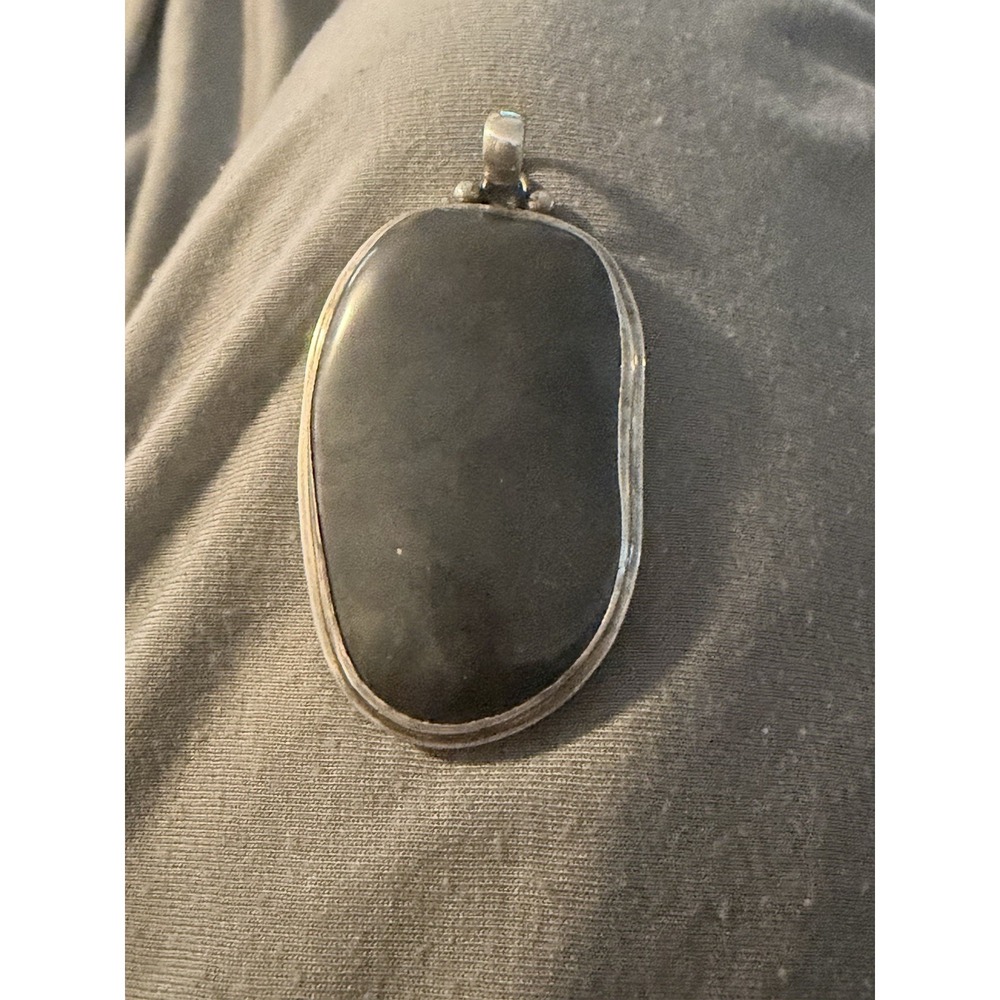 Vintage Hematite Gemstone 925 Sterling Silver Handmade Pendant Jewelry 52 G